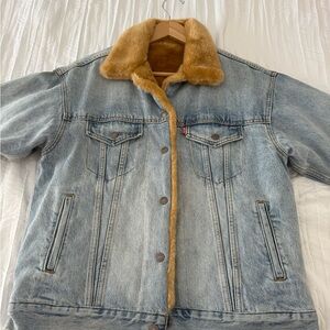 Levi Denim Jacket with Faux Fur Collar
